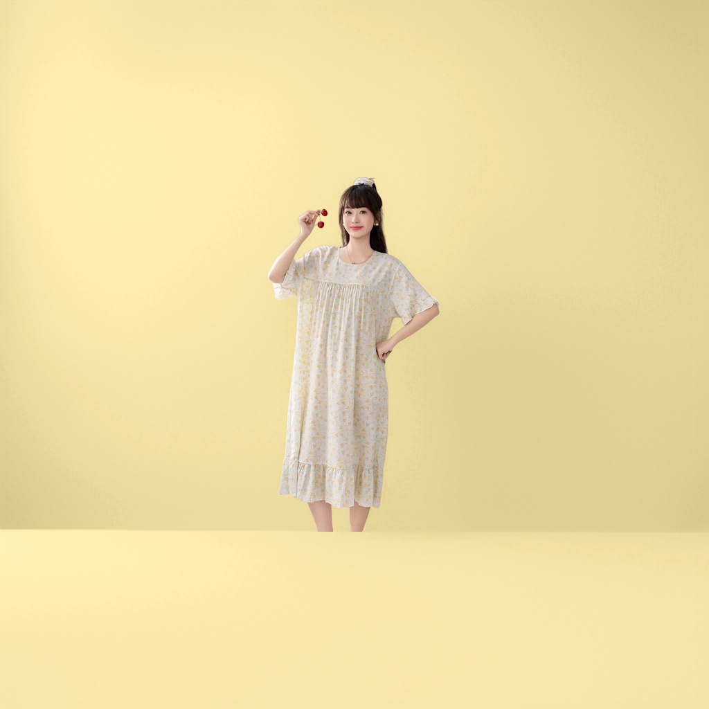 浅色碎花连衣裙女夏季新款家居睡裙