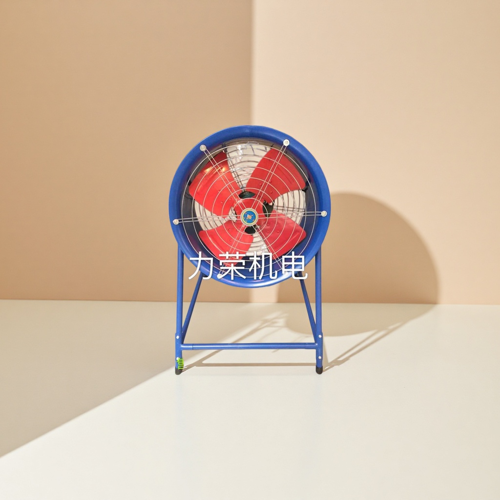 蓝色工业风扇配红色扇叶大风量静音落地扇 Specification image