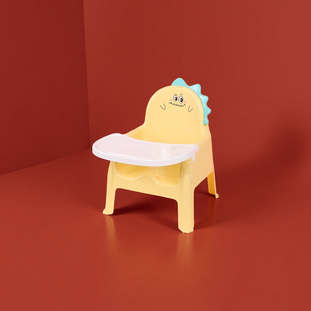 黄色恐龙造型儿童餐椅产品图