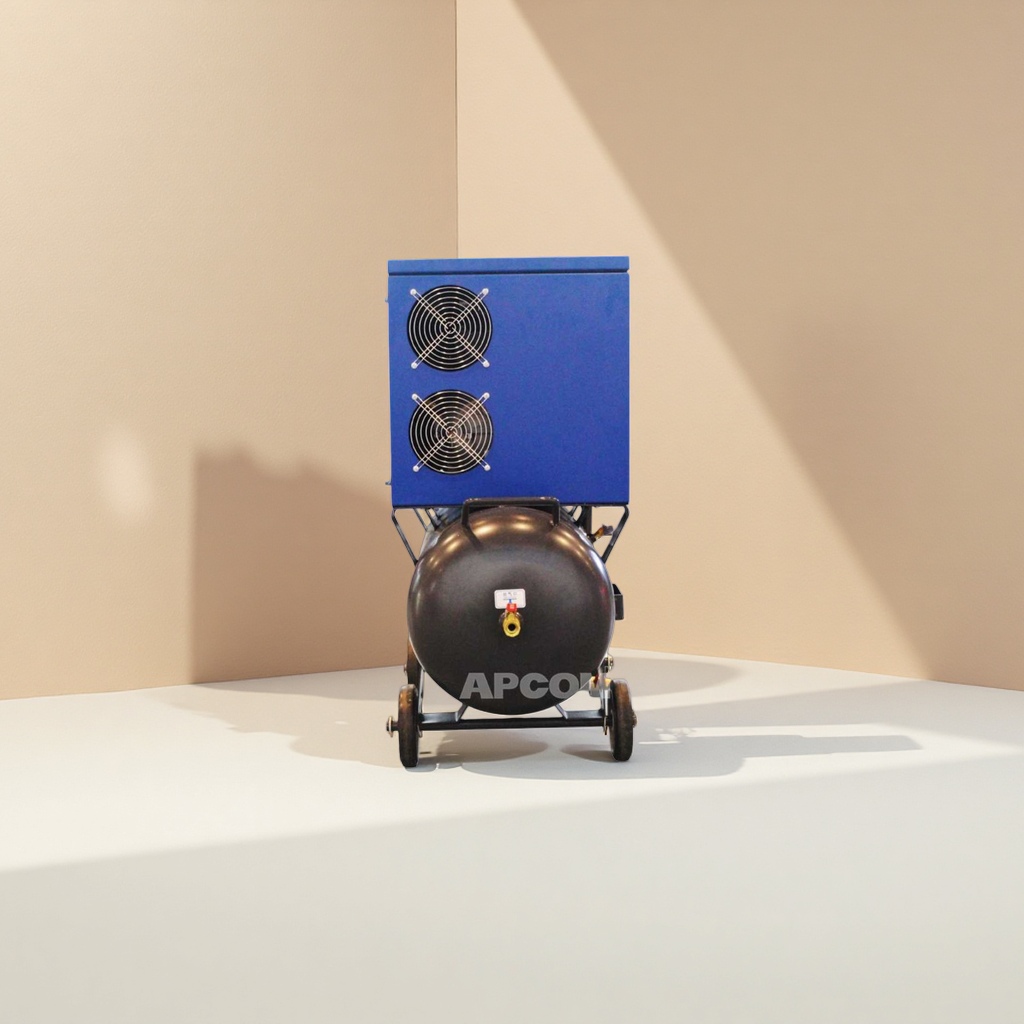 Blue box, double fan, black air storage tank mobile air compressor details Picture