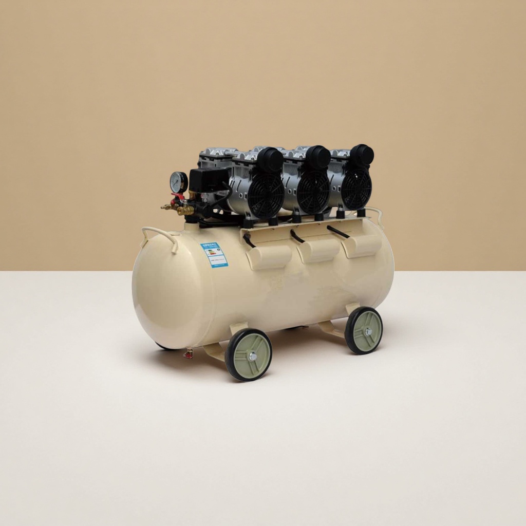 Beige air storage tank air compressor, a household silent and energy-saving small air compressor details Picture