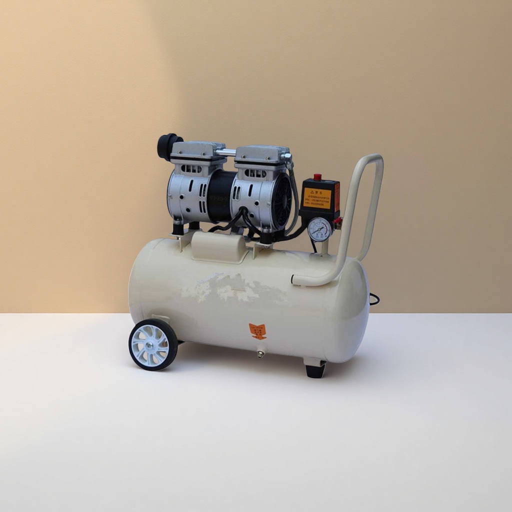 Beige air storage tank air compressor, stainless steel tank body industrial-grade silent air compressor details Picture