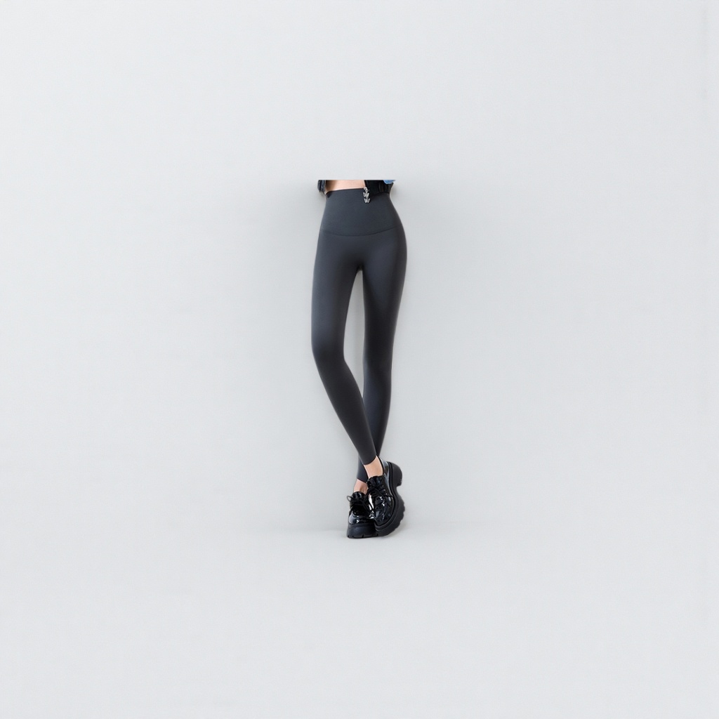 Black fleece skinny pants for female models in real photos, slimming, warm, elastic and figure-hugging autumn and winter styles