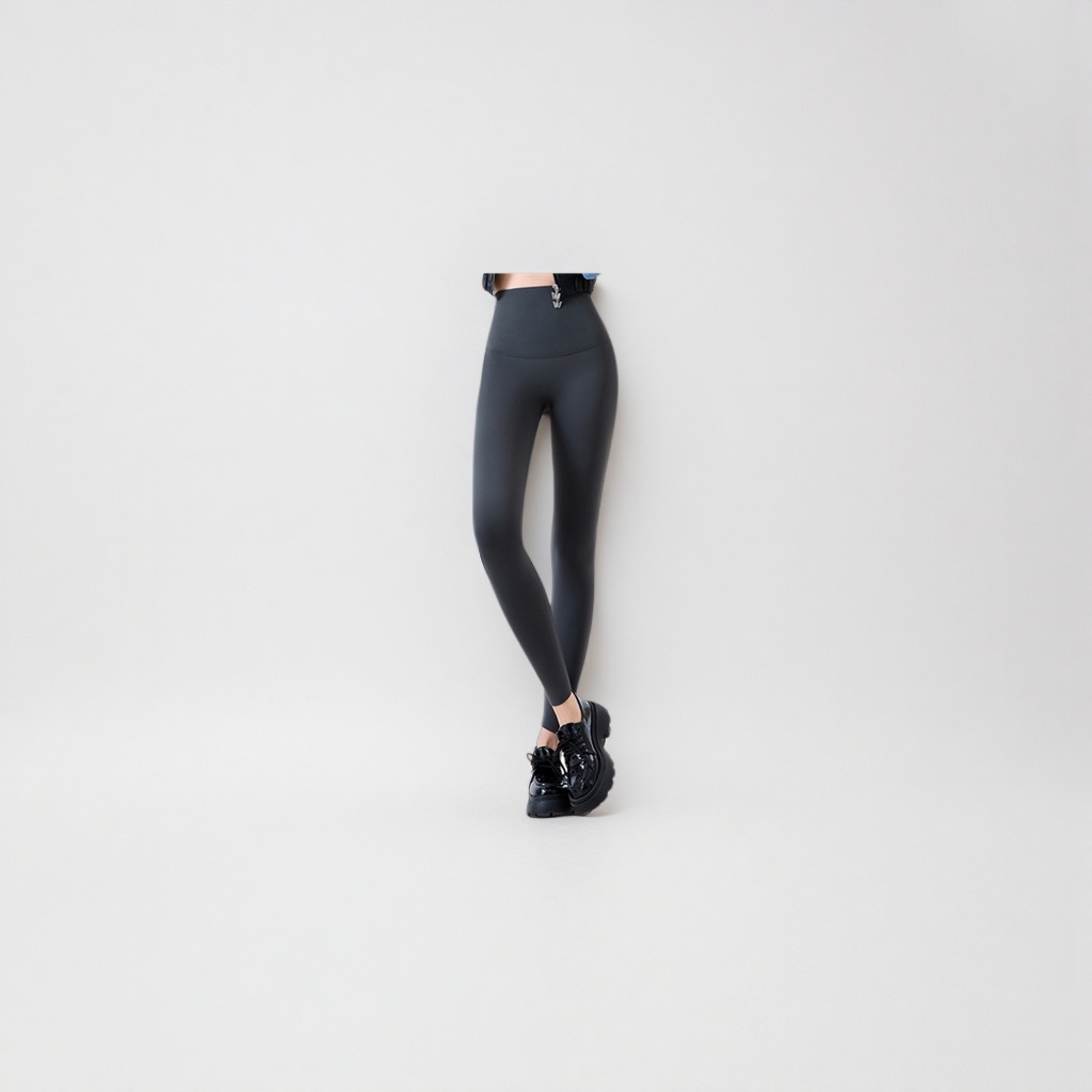 Black fleece skinny pants for female models in real photos, slimming, warm, elastic and figure-hugging autumn and winter styles Specification image