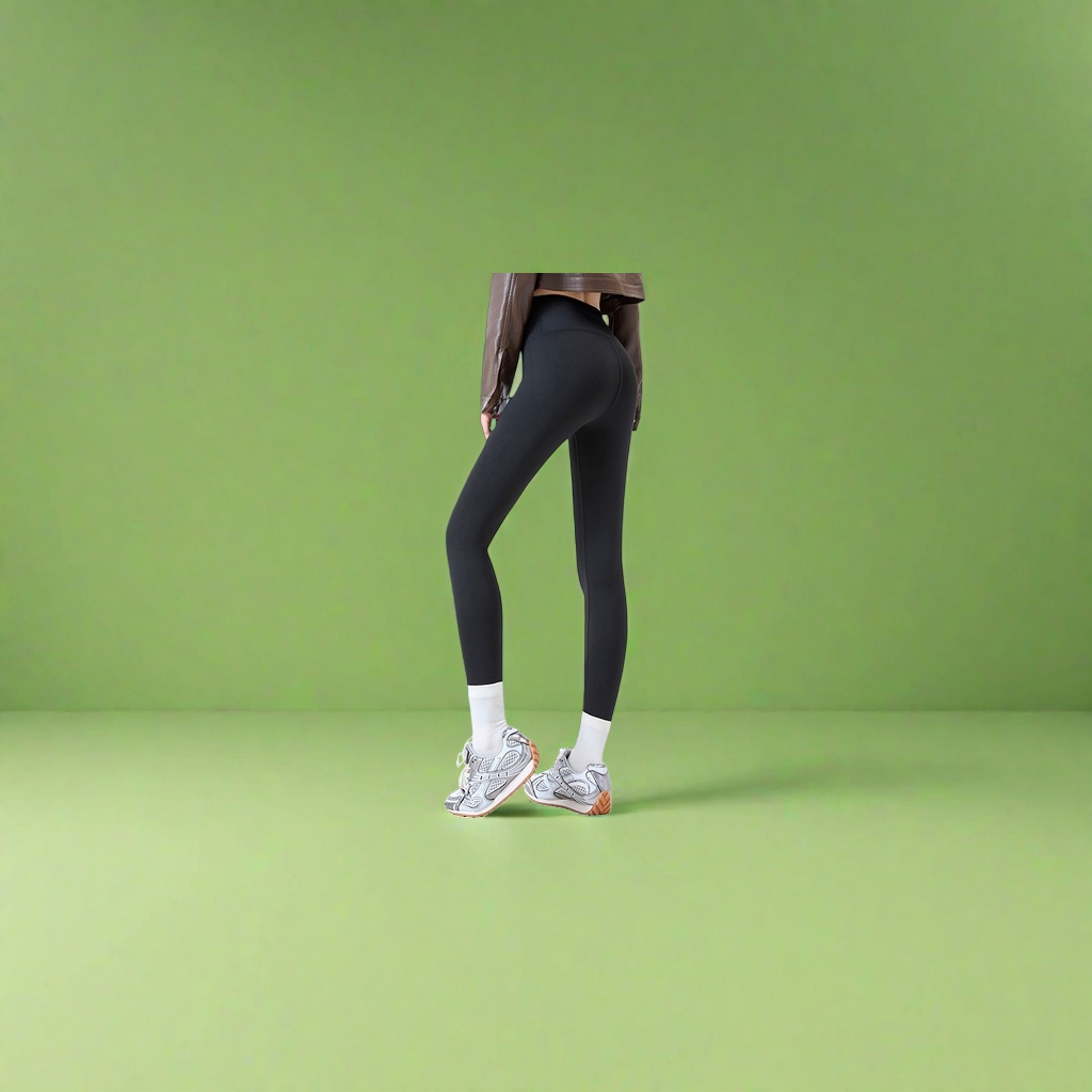 Black fleece tight pants for women keep warm, slimming and shaping the legs in autumn and winter