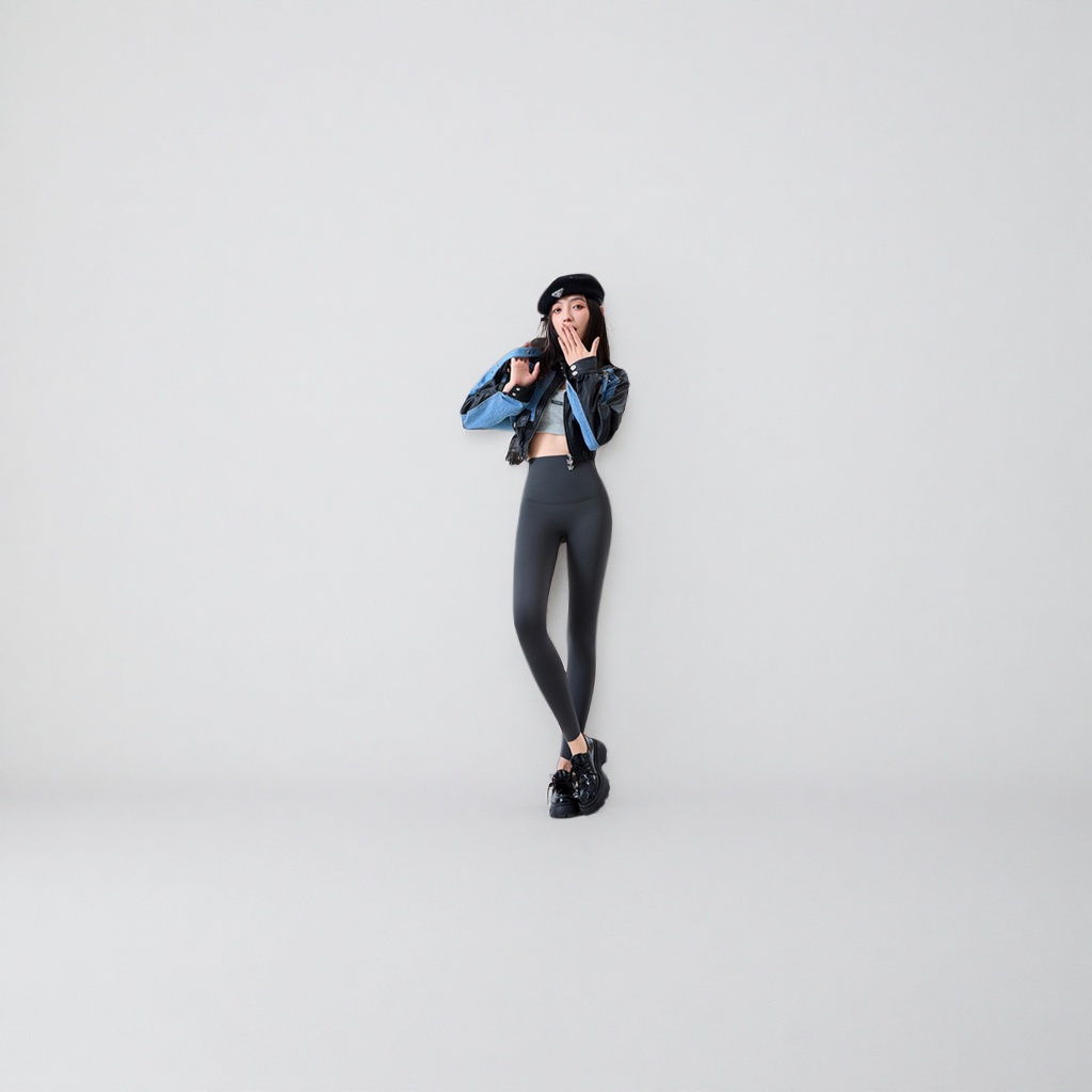 Black fleece skinny pants for female models, high-elasticity, slimming and warm leggings Specification image
