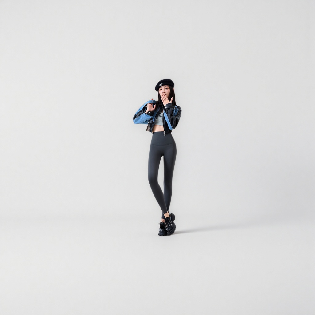 Black fleece skinny pants for female models, high-elasticity, slimming and warm leggings Application Scenario