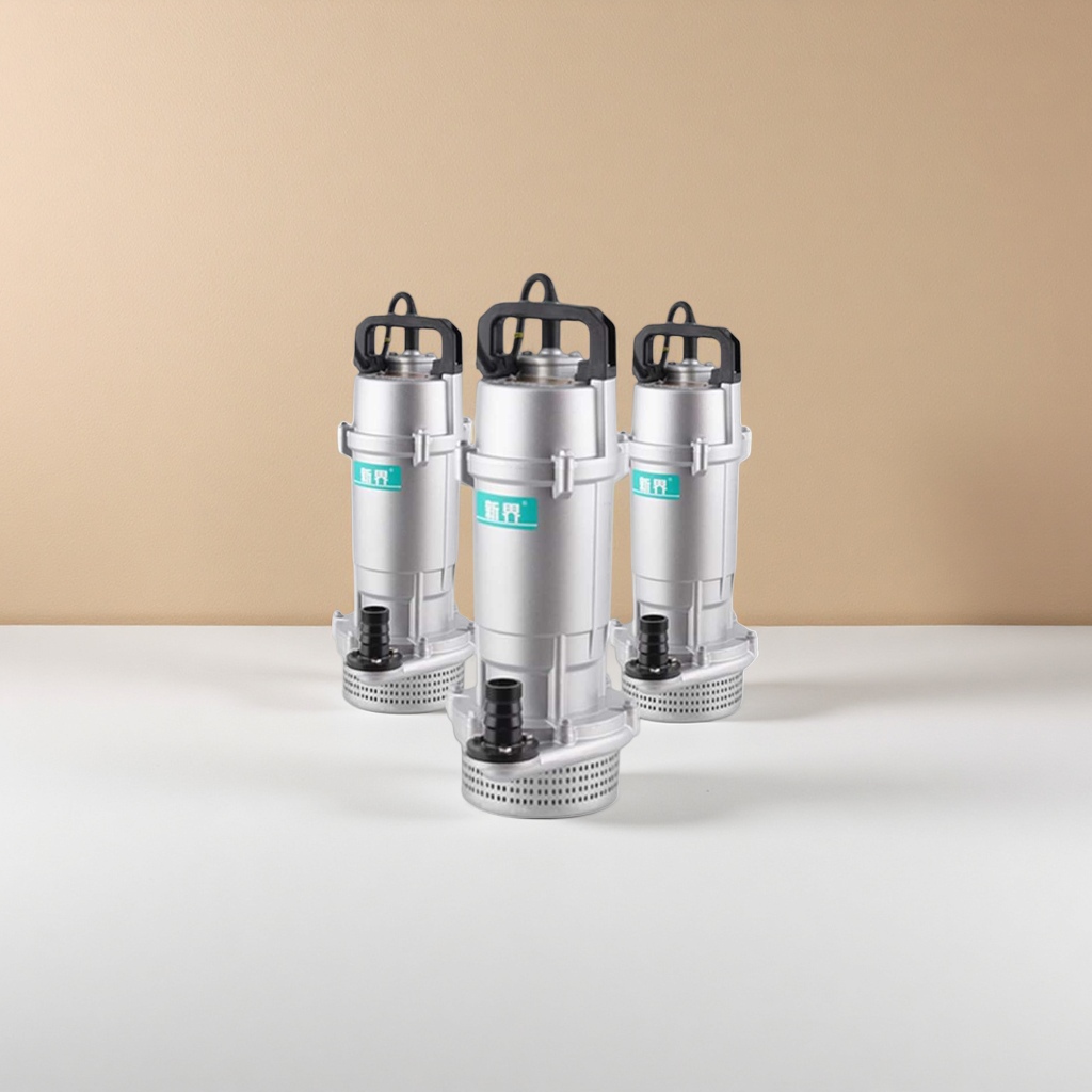 The silver submersible water pump for household pressurized water pumping and irrigation is silent and energy-saving