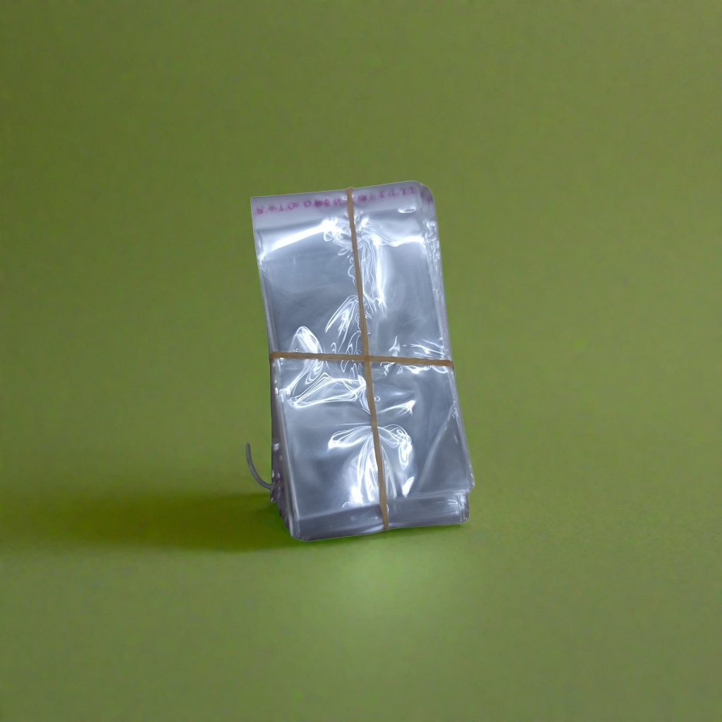 透明塑料袋堆叠装 黄色橡皮筋捆扎 食品级PE材质 100只/包 Specification image