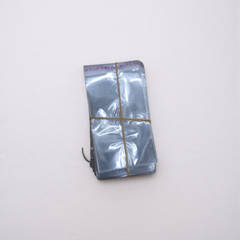 Transparent plastic bags stacked together, yellow rubber bands tied, thickened PE moisture-proof portable storage bags details Picture
