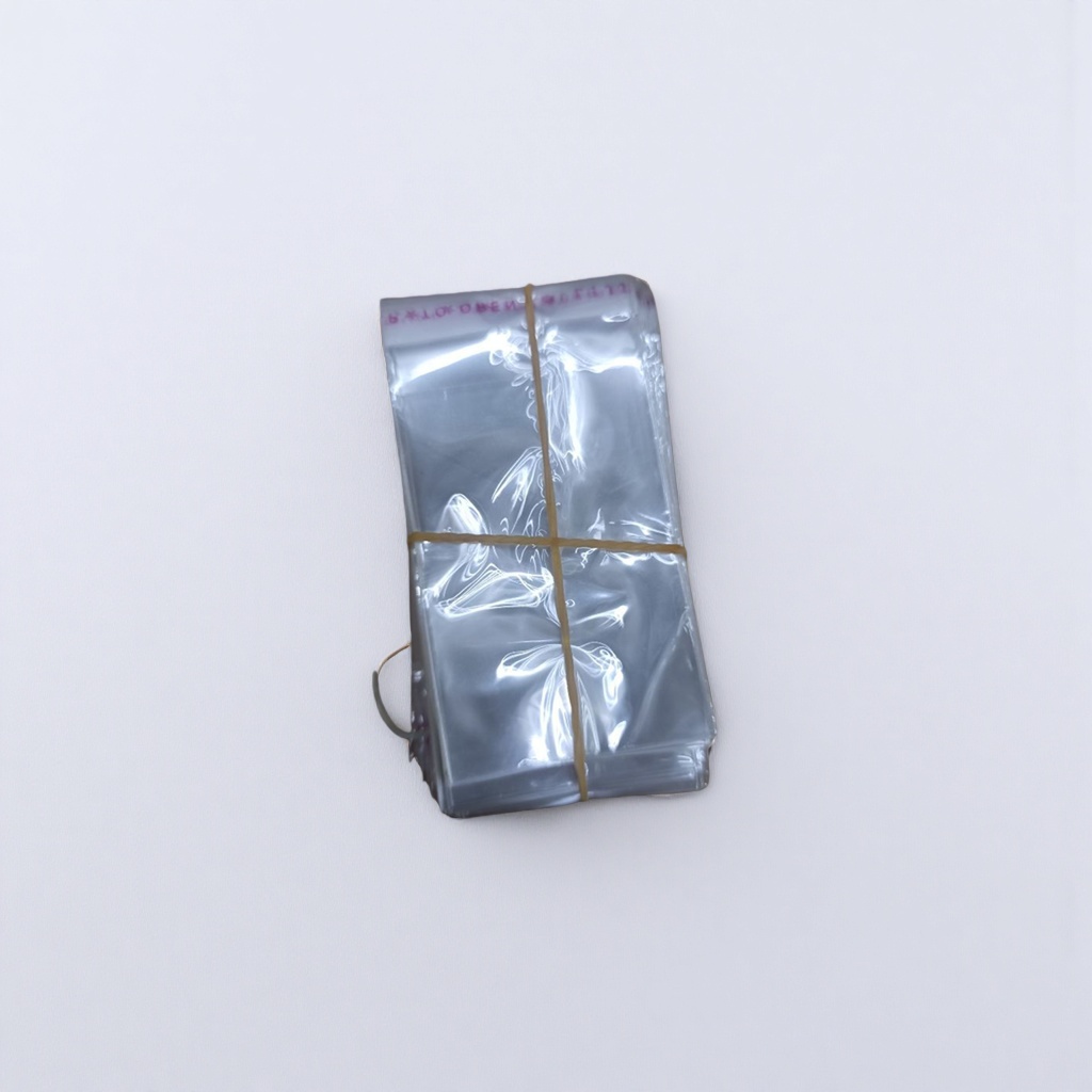 Transparent plastic bags are stacked and bound with yellow rubber bands. They are food-grade, thickened and sealed for preservation Application Scenario