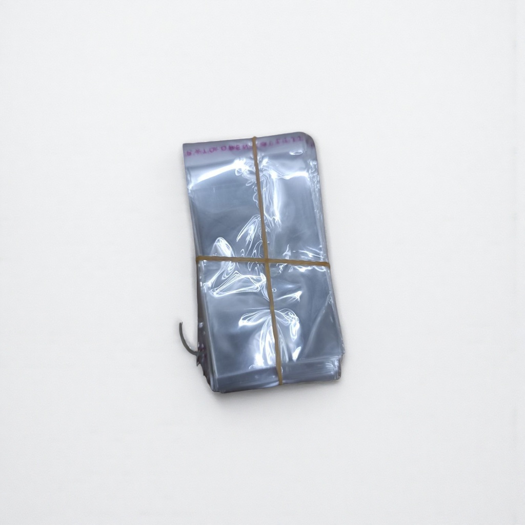 Transparent plastic bags are stacked and bound with yellow rubber bands. They are food-grade, thickened and sealed for preservation details Picture