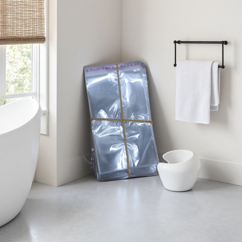 Transparent plastic bags stacked and tied with yellow rubber bands, thickened food-grade for kitchen storage Specification image