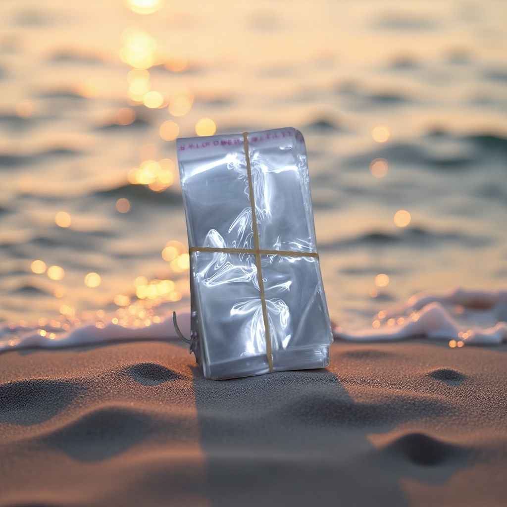 Transparent plastic bags stacked, rubber bands tied, portable storage bags, food-grade, thickened and durable details Picture