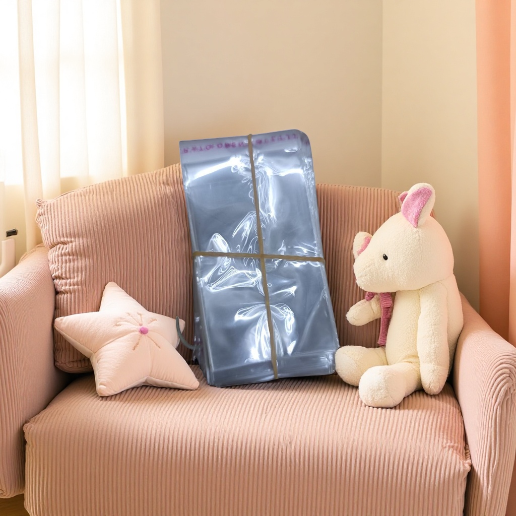 Transparent plastic bag stackable storage bag, yellow rubber band tied, odorless, thickened, for household use