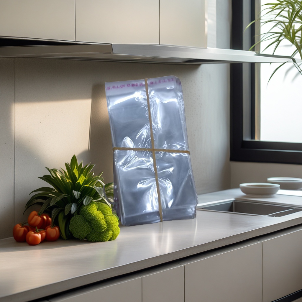 Transparent plastic bag stacking design, reusable food-grade thickened kitchen storage bag details Picture