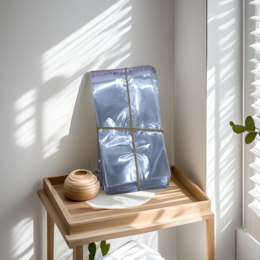 Transparent plastic bag stacking design, food-grade thickened sealed bag, for home kitchen preservation and storage details Picture