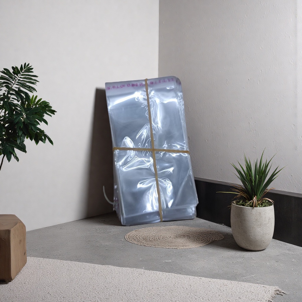 The transparent plastic bags are stacked in a design with yellow rubber bands for fixation. Each bag contains 100 pieces for food-grade household storage Application Scenario