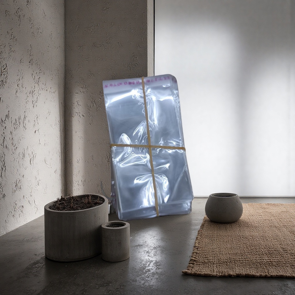 The transparent plastic bags are stacked in a design with yellow rubber bands for fixation. Each bag contains 100 pieces for food-grade household storage details Picture