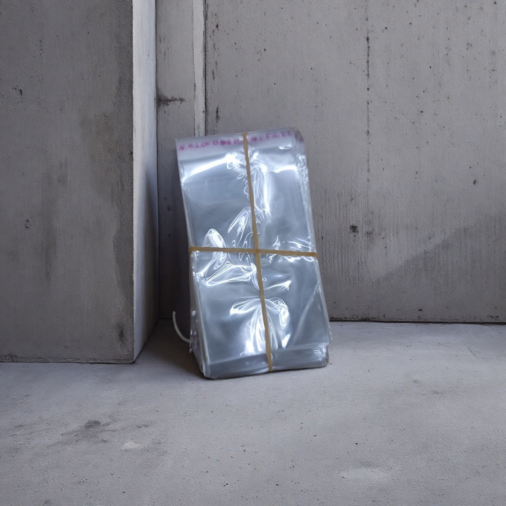 Transparent plastic bags are stacked and tied with thickened PE material and yellow rubber bands for home storage Application Scenario