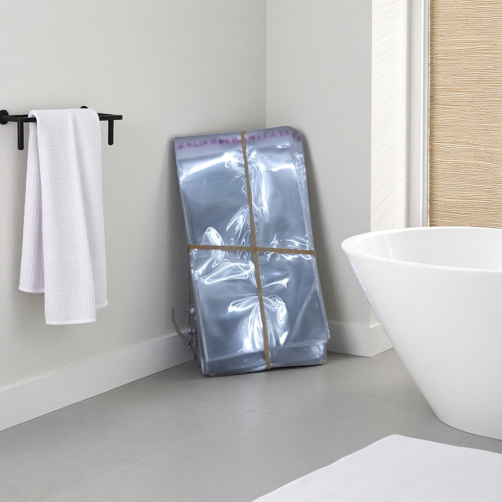 Transparent plastic bag stacking storage set with rubber band fixing design, dust-proof and anti-scattering, suitable for household kitchens