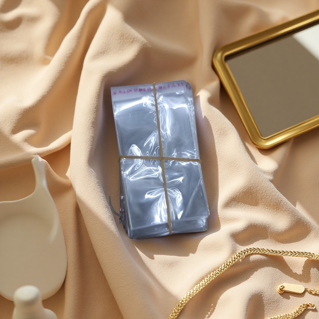 Transparent plastic bags stacked together, tied with rubber bands, food-grade PE thickened portable storage Specification image