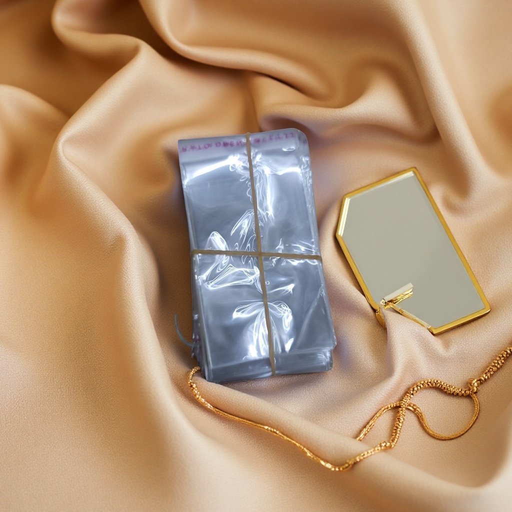 Transparent plastic bags stacked together, tied with rubber bands, food-grade PE thickened portable storage details Picture