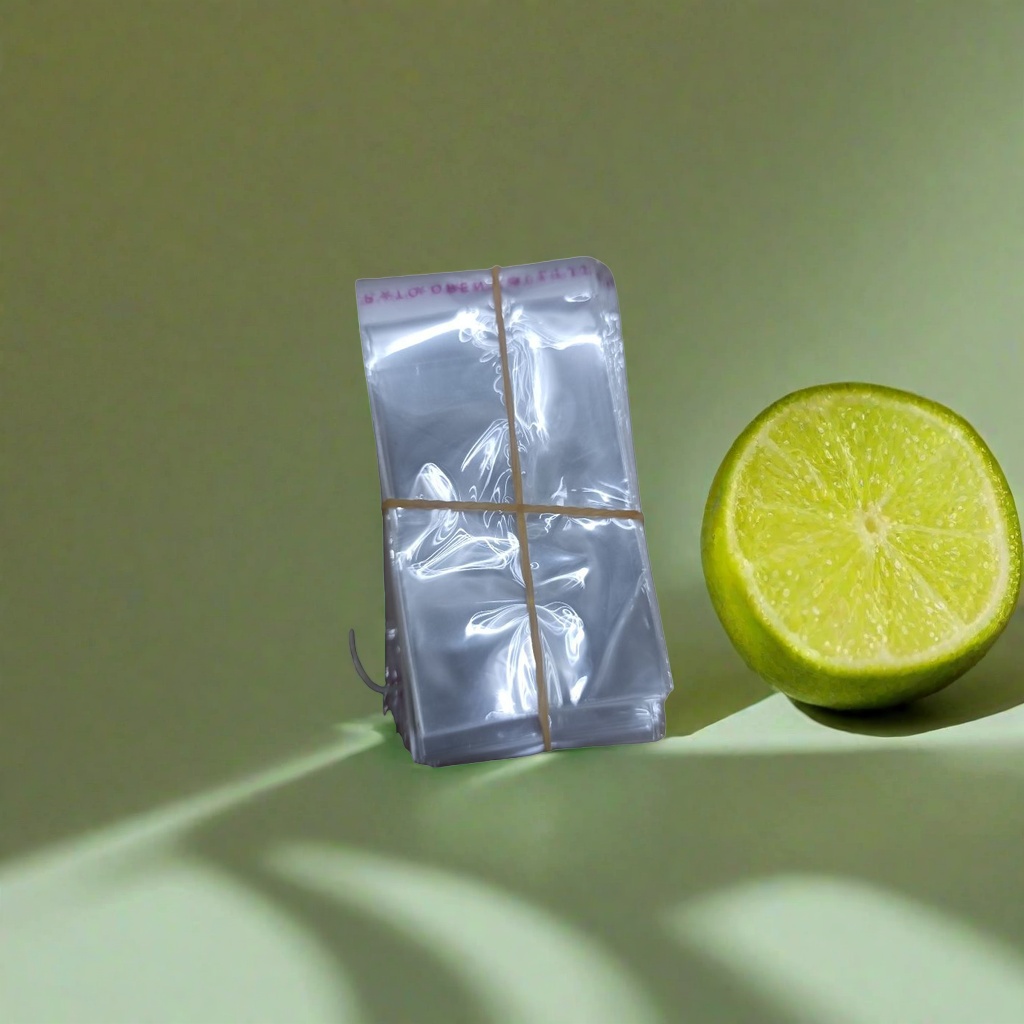 透明塑料袋堆叠，用橡皮筋捆绑细节图