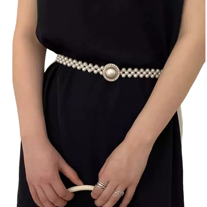 Pearl belt for women is a fashionable, versatile, slimming and waist-cinching decorative belt Item Picture