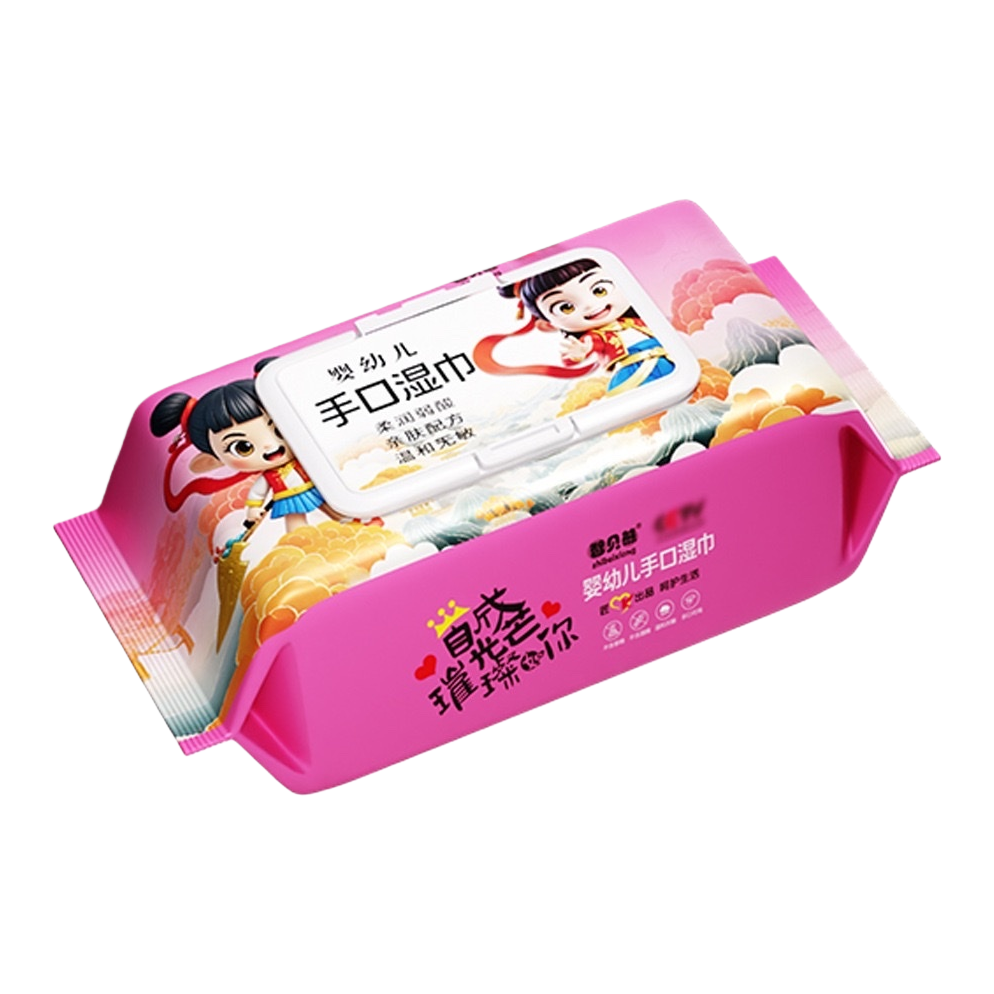 Pink packaging wet wipes box, household baby hand and mouth cleaning wet wipes, portable tissue type Item Picture