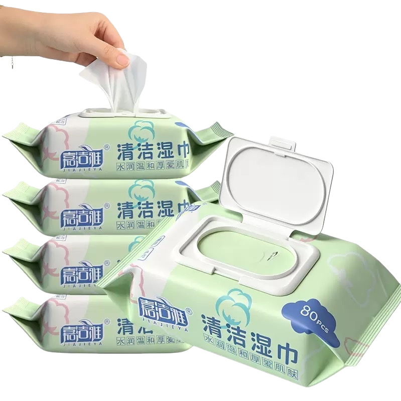 Green cleaning wet wipes packaging box: Household kitchen multi-functional cleaning wet wipes packed in a whole box Item Picture