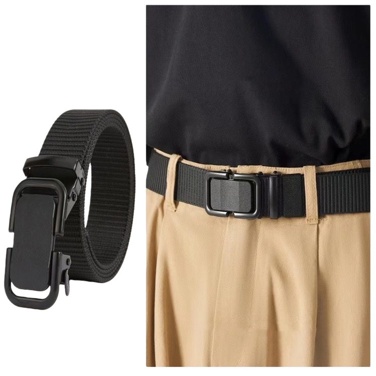 Black fabric adjustable buckle, a simple and versatile casual belt for men Item Picture