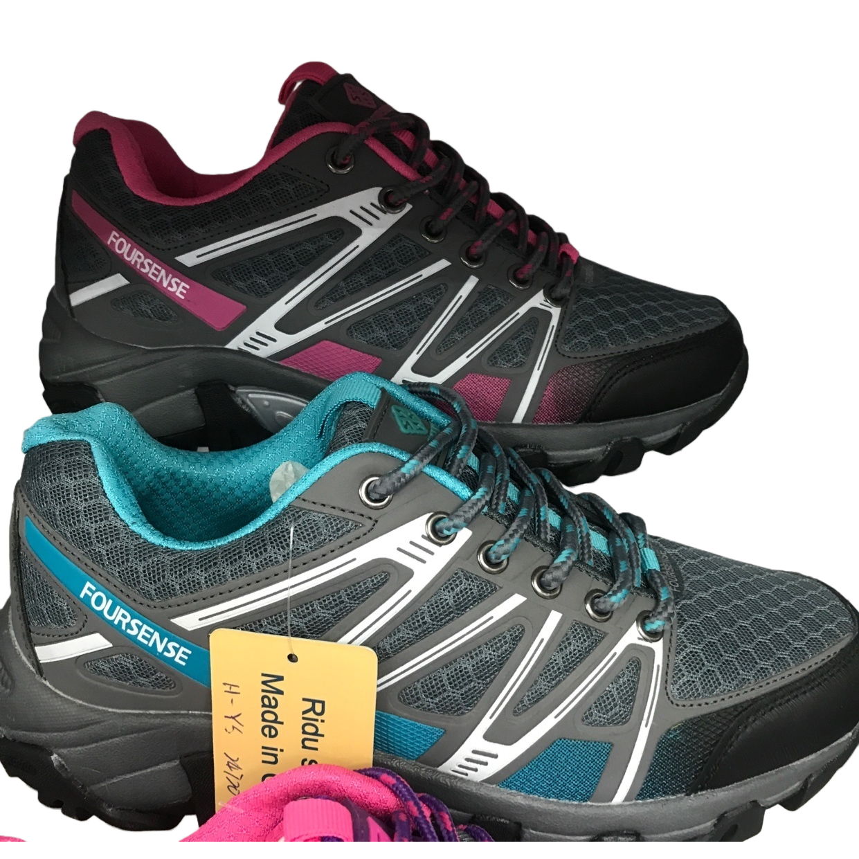 Black, pink, gray and blue color sports shoes for both men and women, breathable and shock-absorbing running shoes