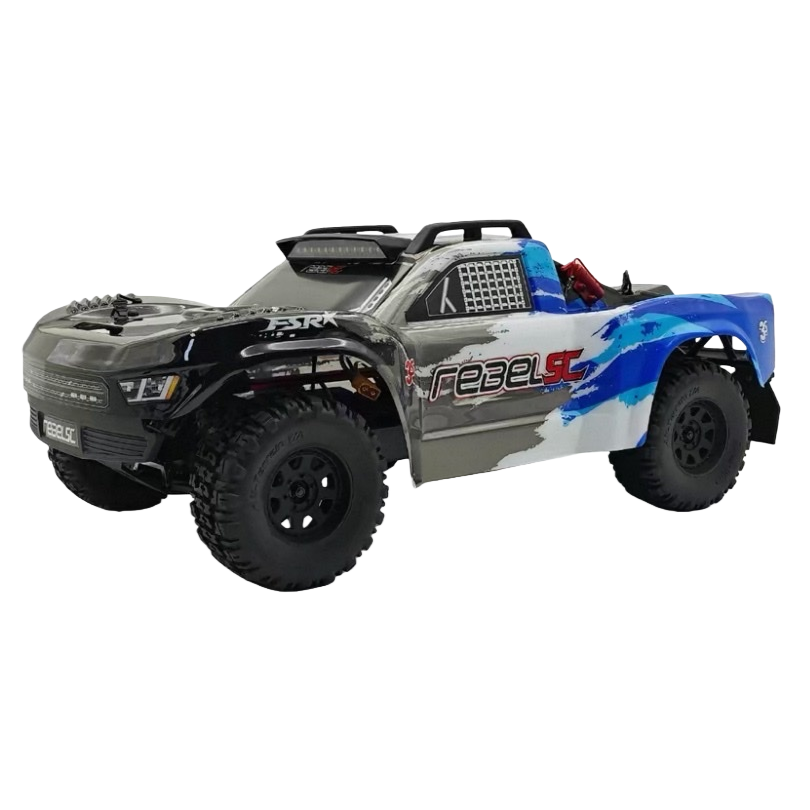A high-simulation alloy model of 2.4G remote-controlled four-wheel drive shock absorption for a blue-black and grey painted remote-controlled off-road pickup truck Item Picture