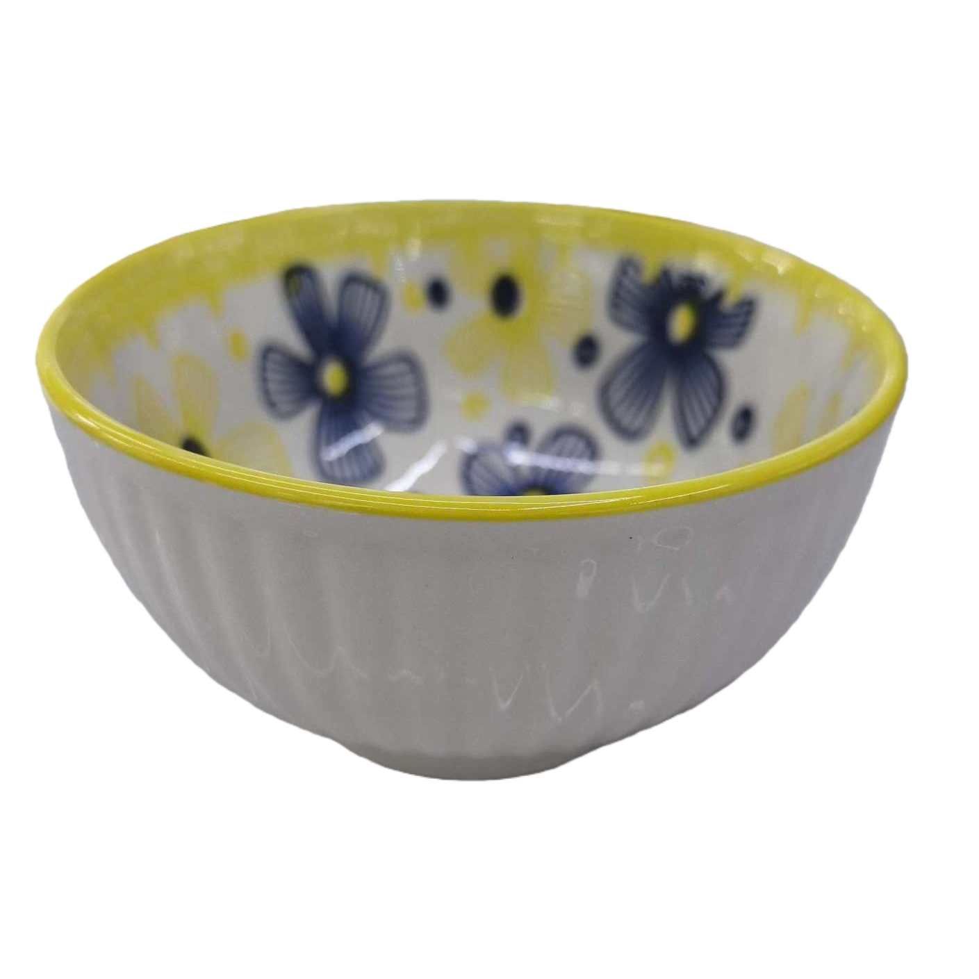 黄色花边白色陶瓷碗家用简约餐碗单只装 Item Picture