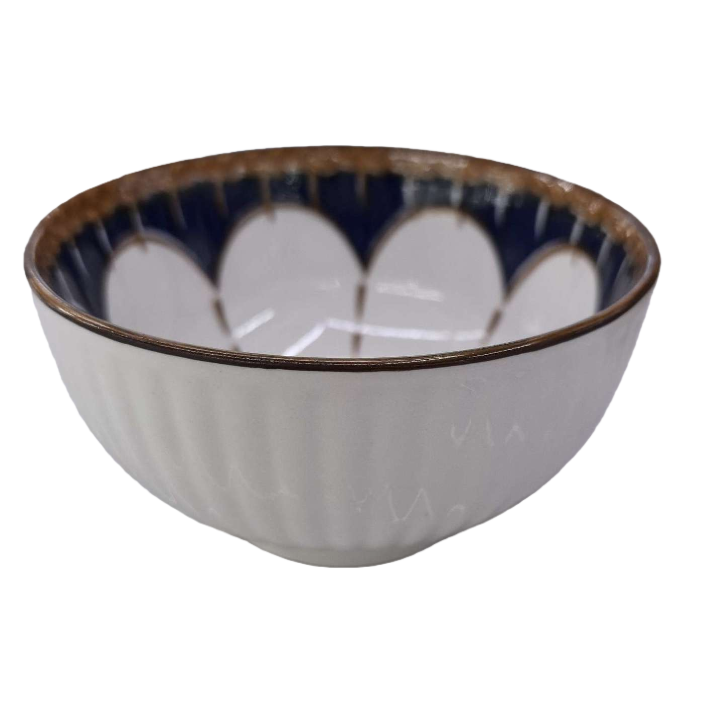 白色条纹陶瓷碗 家用简约餐碗 盛饭盛面大容量碗 Item Picture