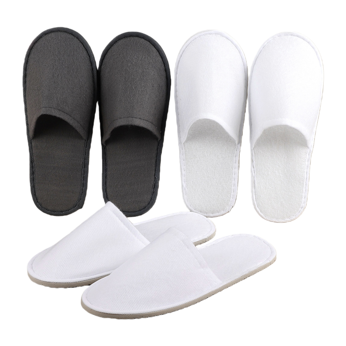 Grey and white disposable hotel slippers for both men and women, made of anti-slip cotton and comfortable disposable Item Picture