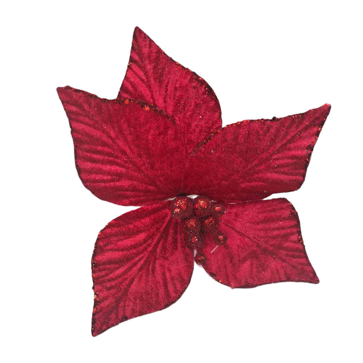 红色闪光圣诞红掌花饰 节日装饰家居摆件 Item Picture