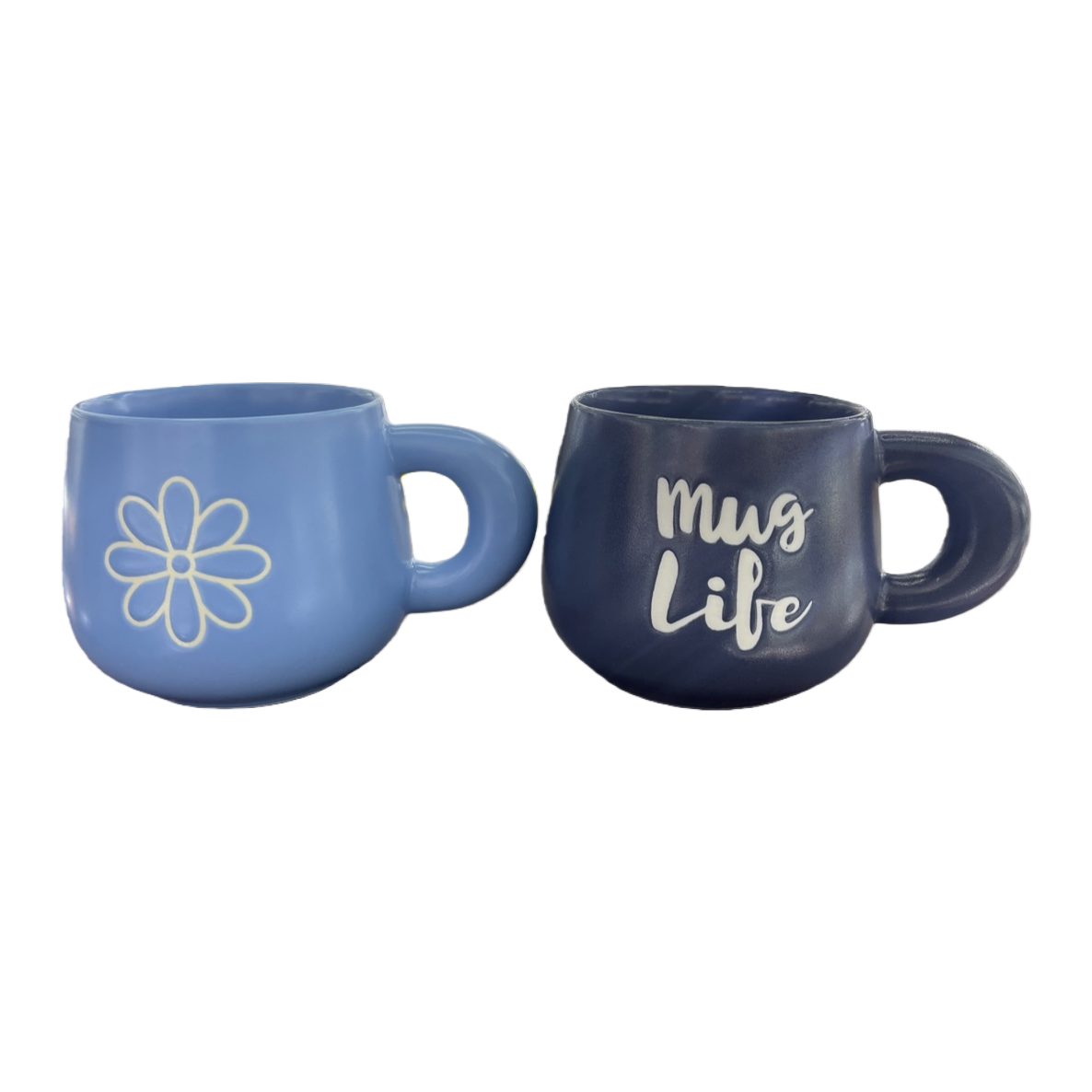 Blue flower mugs and black mug Life mugs Item Picture