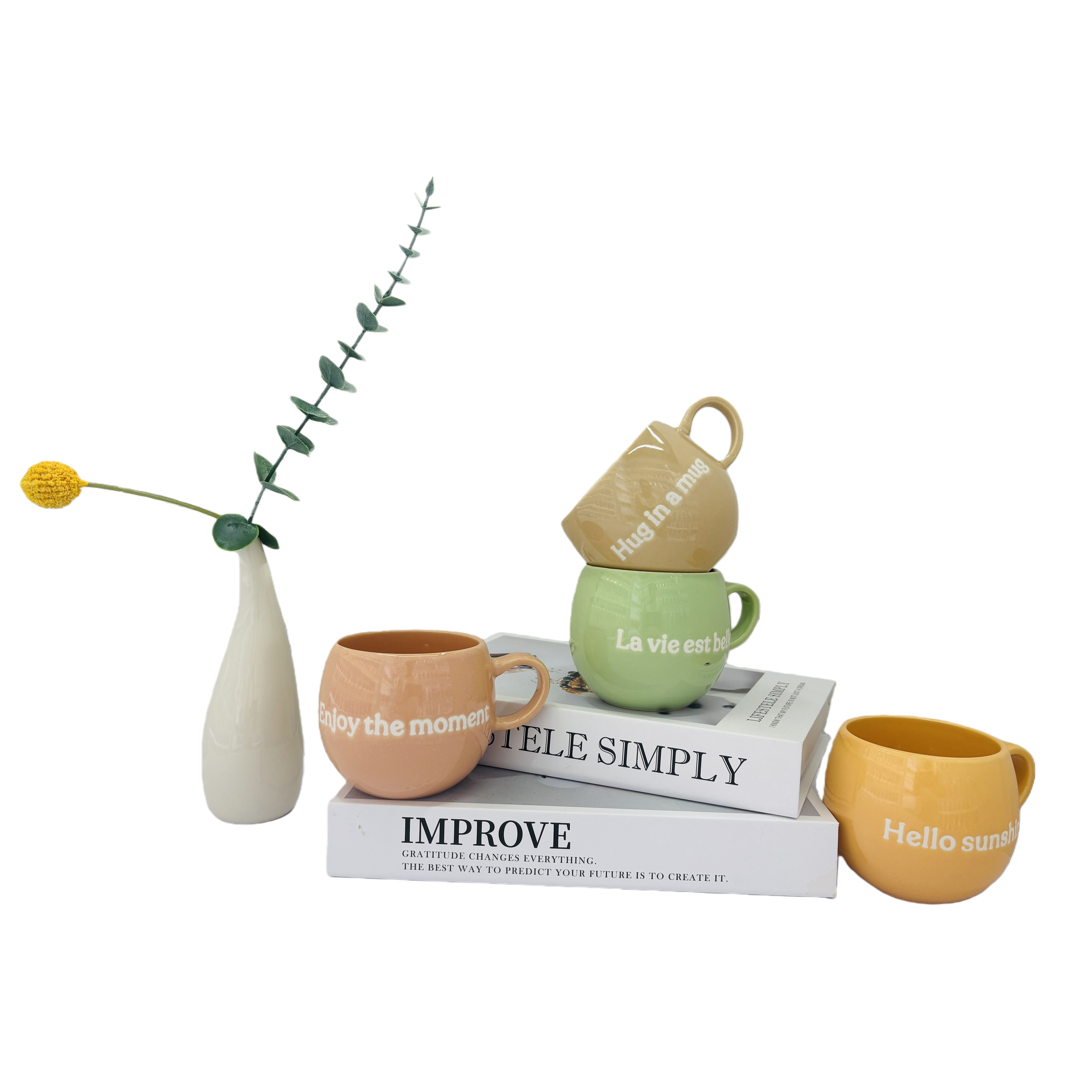 Colored ceramic mug, retro hand-painted creative home coffee cup 350ml Item Picture