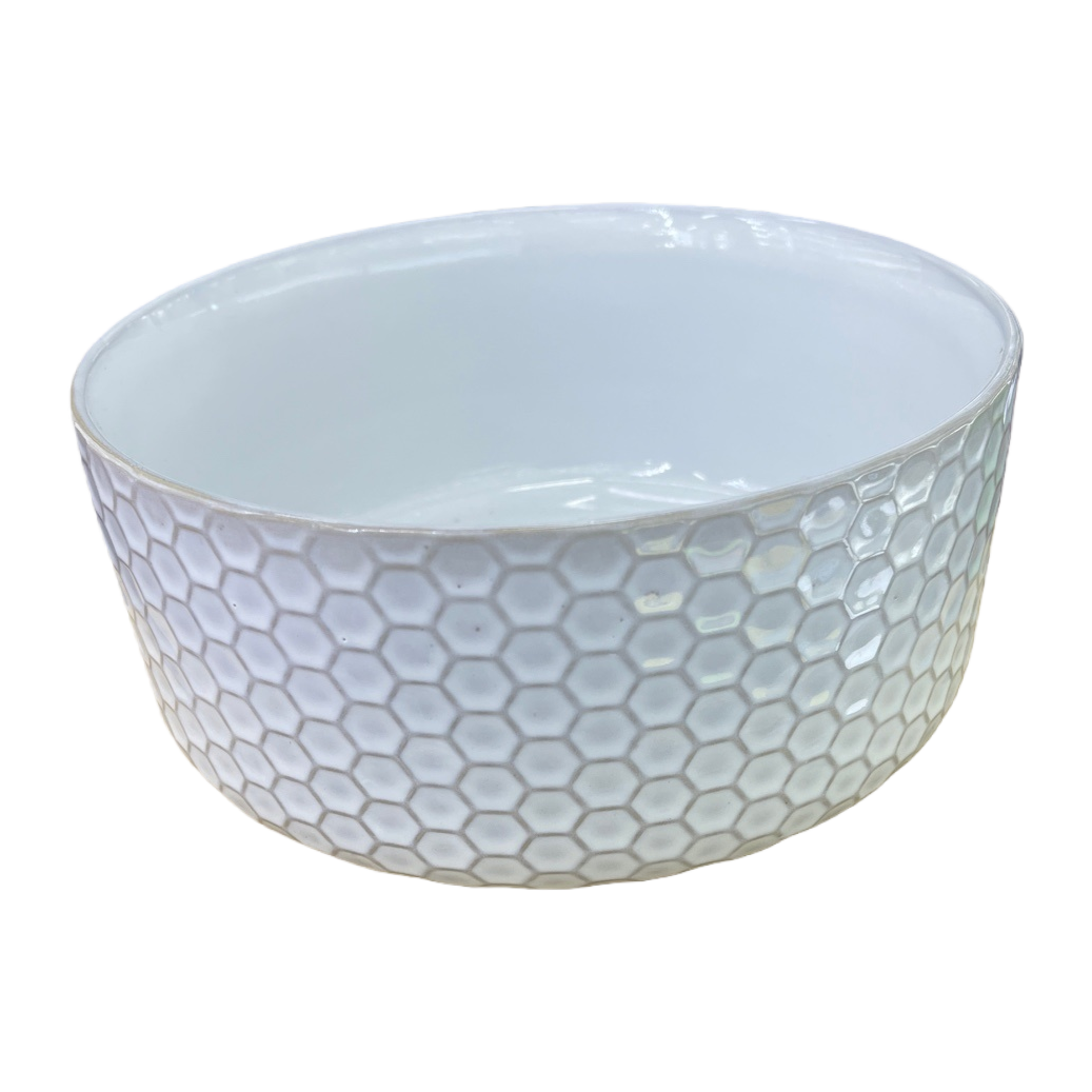 白色蜂窝纹碗 陶瓷家用盛饭碗简约北欧风餐具 Item Picture