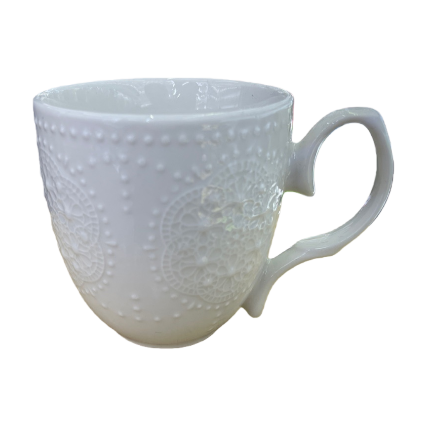 白色雕花陶瓷杯家用简约高颜值咖啡茶具套装 Item Picture