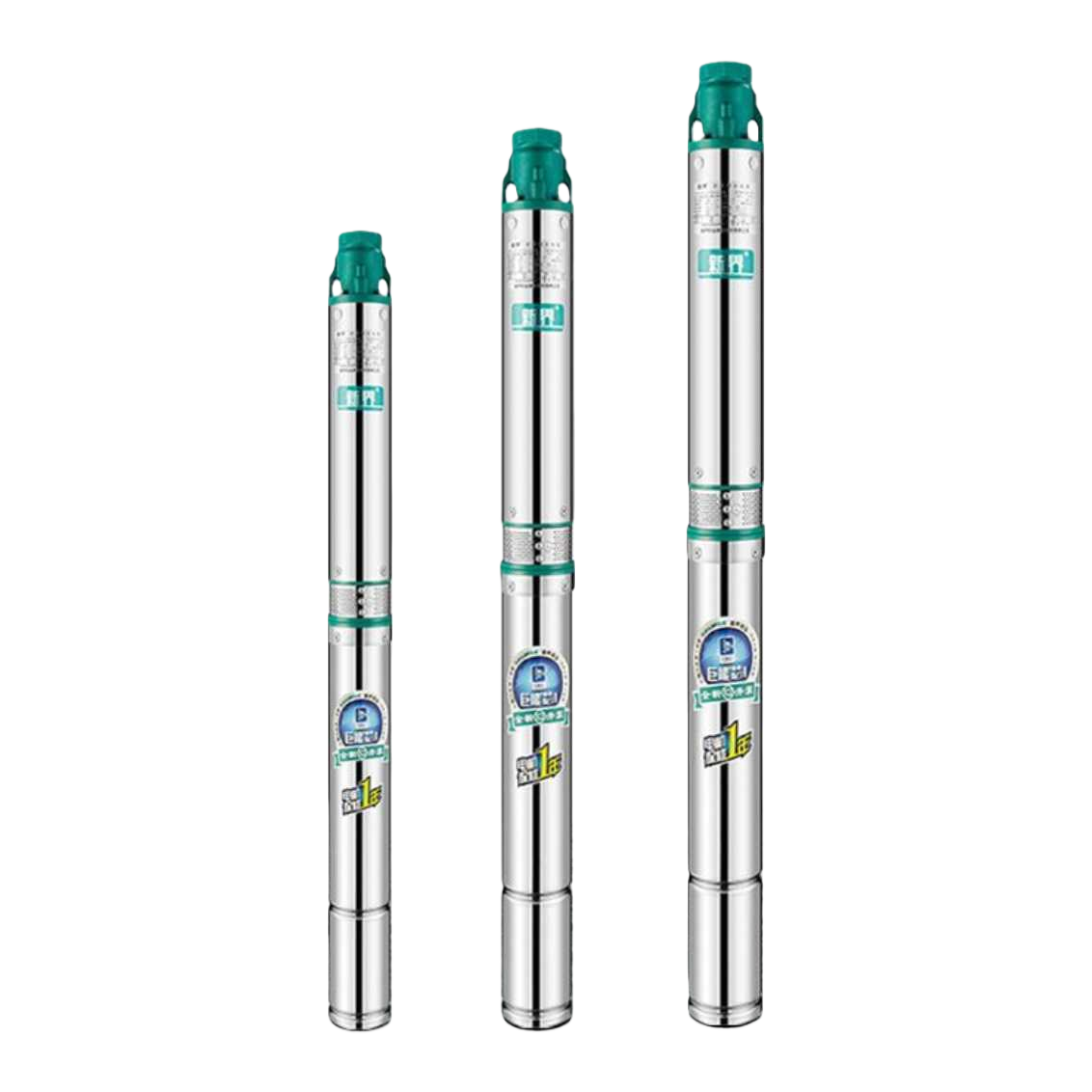 Silver stainless steel deep well pump household submersible pump, 30-meter head, silent and energy-saving Item Picture
