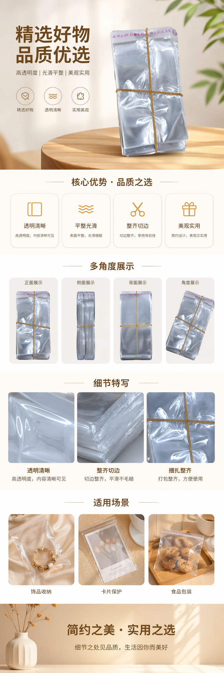 透明塑料袋堆叠装 橡皮筋捆扎 一次性厨房收纳袋 pic 1
