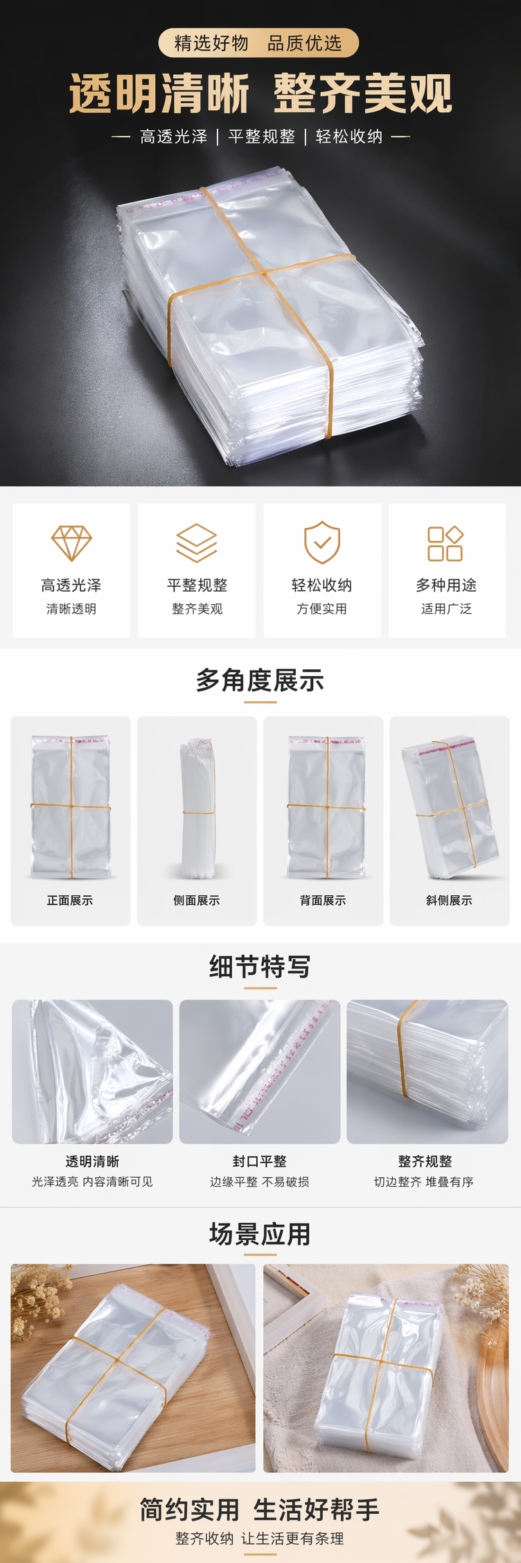 透明塑料袋堆叠捆扎用加厚承重环保食品级密封袋 pic 1