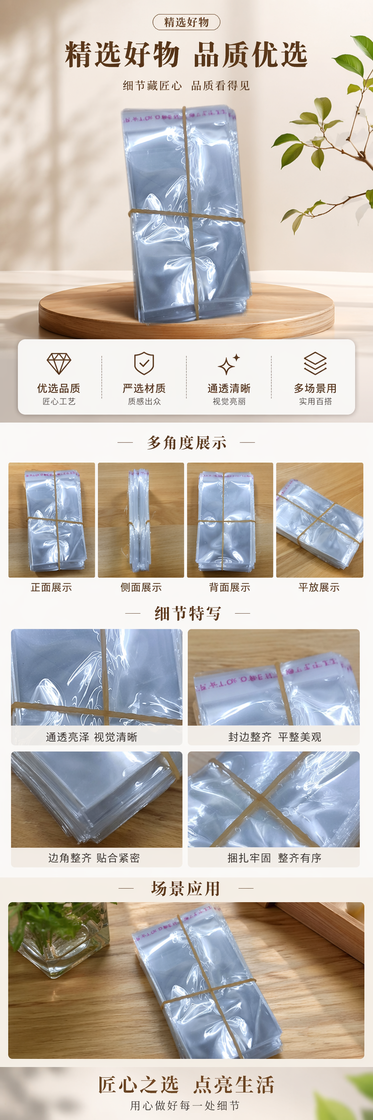 黄色橡皮筋捆扎透明塑料袋堆叠装家用收纳防尘便携 pic 1