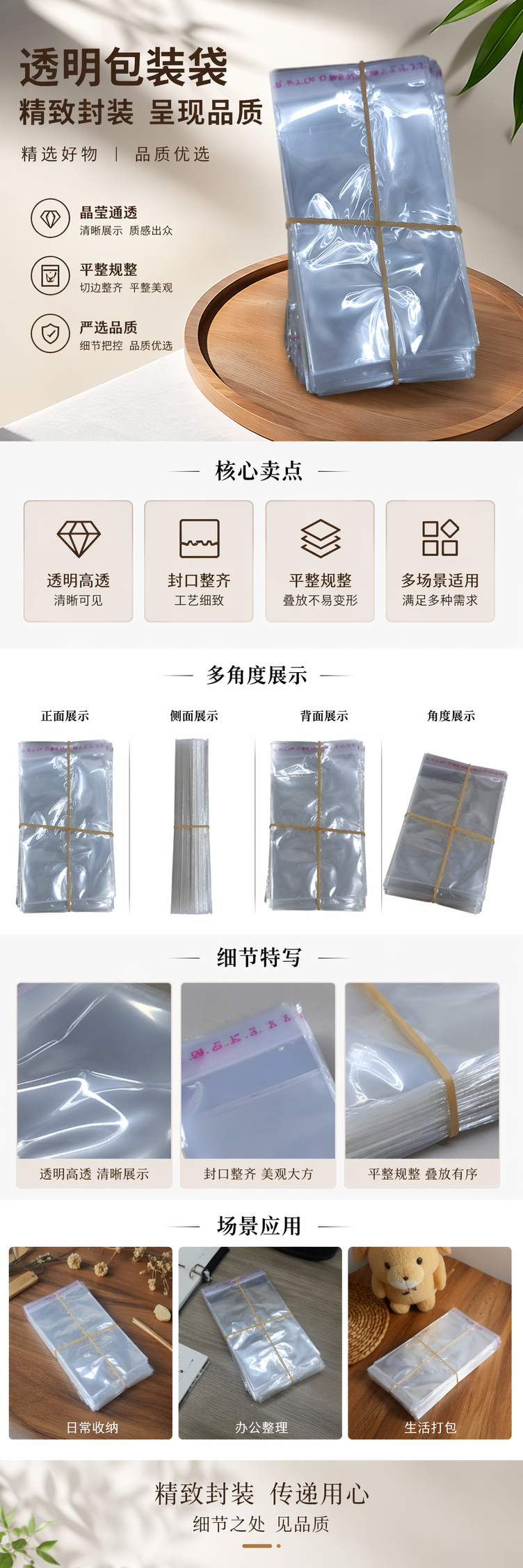 透明塑料袋堆叠式加厚食品级密封袋厨房保鲜收纳用详情1