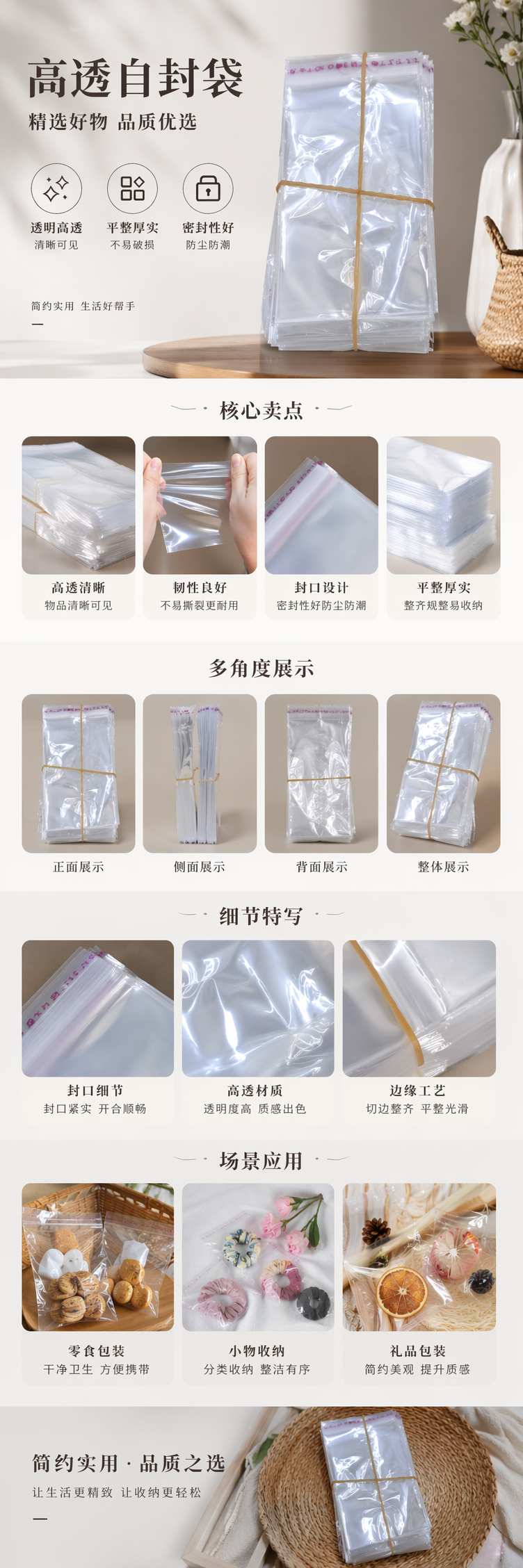 透明塑料袋堆叠捆扎专用加厚防撕拉快递打包袋 pic 1
