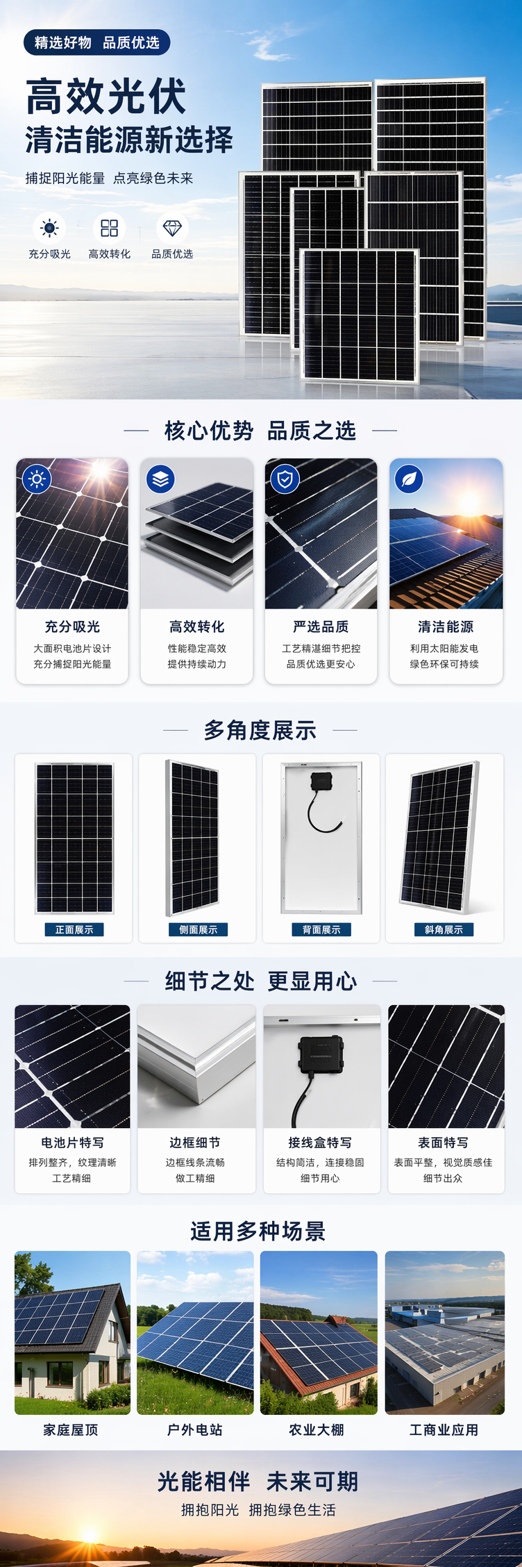 黑色太阳能光伏板组件 12V 太阳能电池板刷配太阳能灯 pic 1