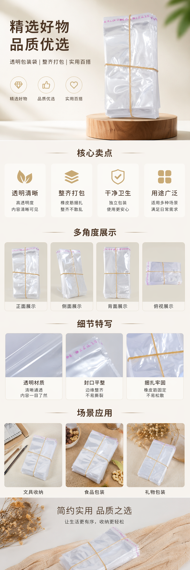 透明塑料袋堆叠设计可立式食品级加厚厨房保鲜密封袋 pic 1